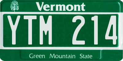 VT license plate YTM214