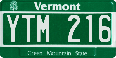 VT license plate YTM216