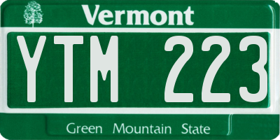 VT license plate YTM223