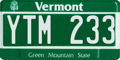VT license plate YTM233