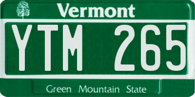 VT license plate YTM265