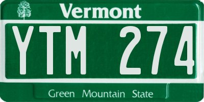 VT license plate YTM274