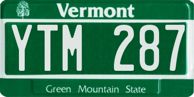 VT license plate YTM287