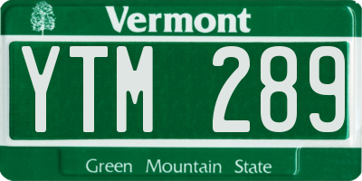 VT license plate YTM289