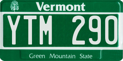 VT license plate YTM290