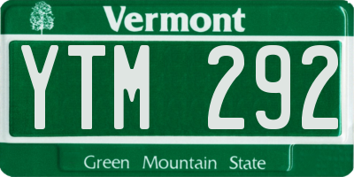 VT license plate YTM292