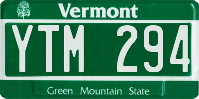 VT license plate YTM294