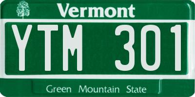 VT license plate YTM301