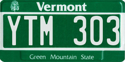 VT license plate YTM303