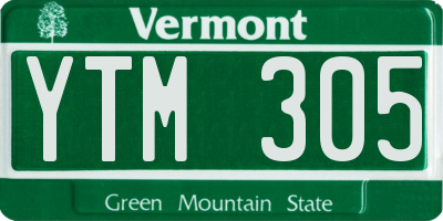VT license plate YTM305