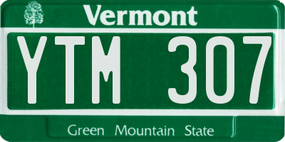 VT license plate YTM307