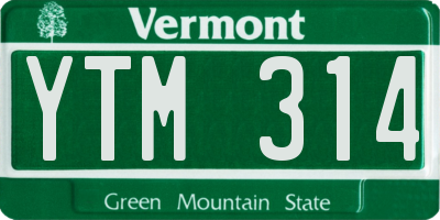 VT license plate YTM314