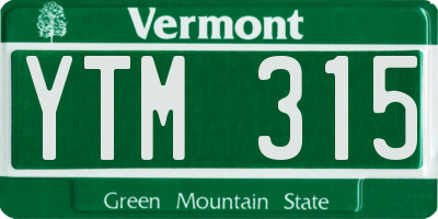 VT license plate YTM315