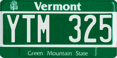 VT license plate YTM325