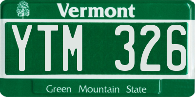 VT license plate YTM326