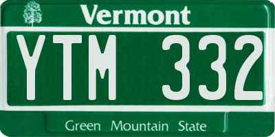 VT license plate YTM332
