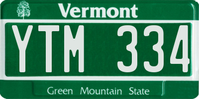 VT license plate YTM334