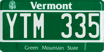 VT license plate YTM335
