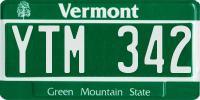 VT license plate YTM342