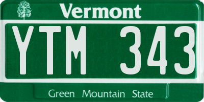 VT license plate YTM343