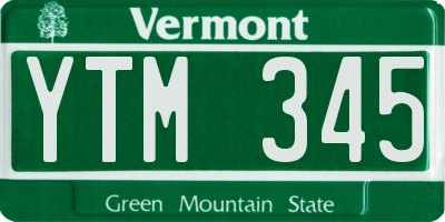 VT license plate YTM345
