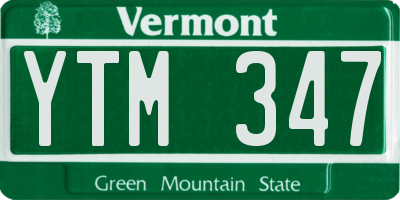 VT license plate YTM347