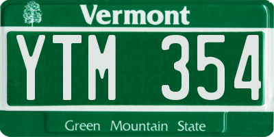 VT license plate YTM354