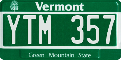 VT license plate YTM357