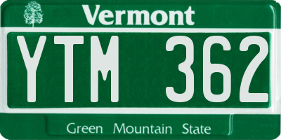 VT license plate YTM362