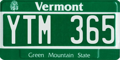 VT license plate YTM365