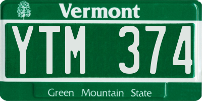 VT license plate YTM374