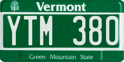 VT license plate YTM380
