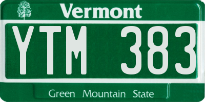 VT license plate YTM383