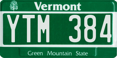 VT license plate YTM384