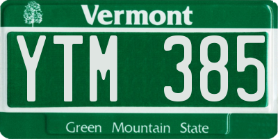 VT license plate YTM385