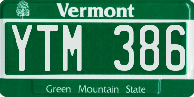 VT license plate YTM386