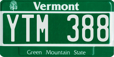 VT license plate YTM388