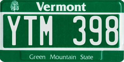 VT license plate YTM398