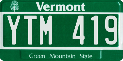 VT license plate YTM419