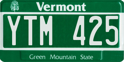 VT license plate YTM425