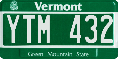VT license plate YTM432