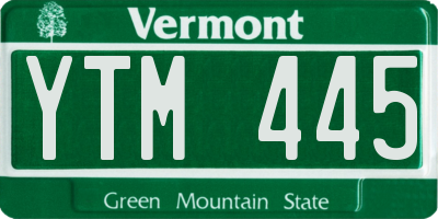 VT license plate YTM445