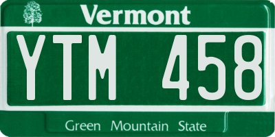 VT license plate YTM458