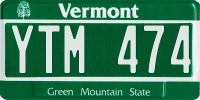 VT license plate YTM474