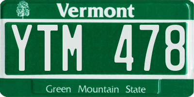VT license plate YTM478