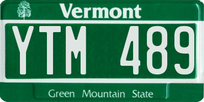 VT license plate YTM489