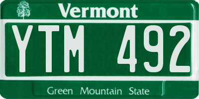 VT license plate YTM492