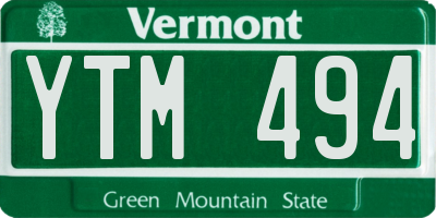 VT license plate YTM494