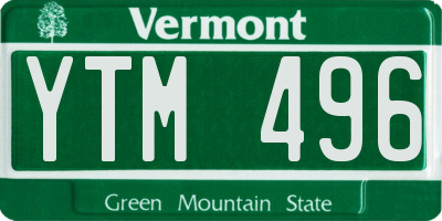 VT license plate YTM496