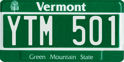 VT license plate YTM501